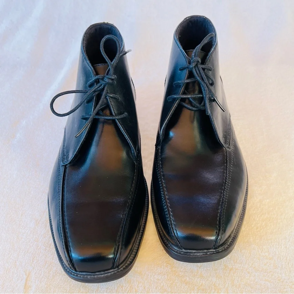 Bostonian Flexlite Men's Lightweight Chukka Boots Leather Black Italy SIZE 10